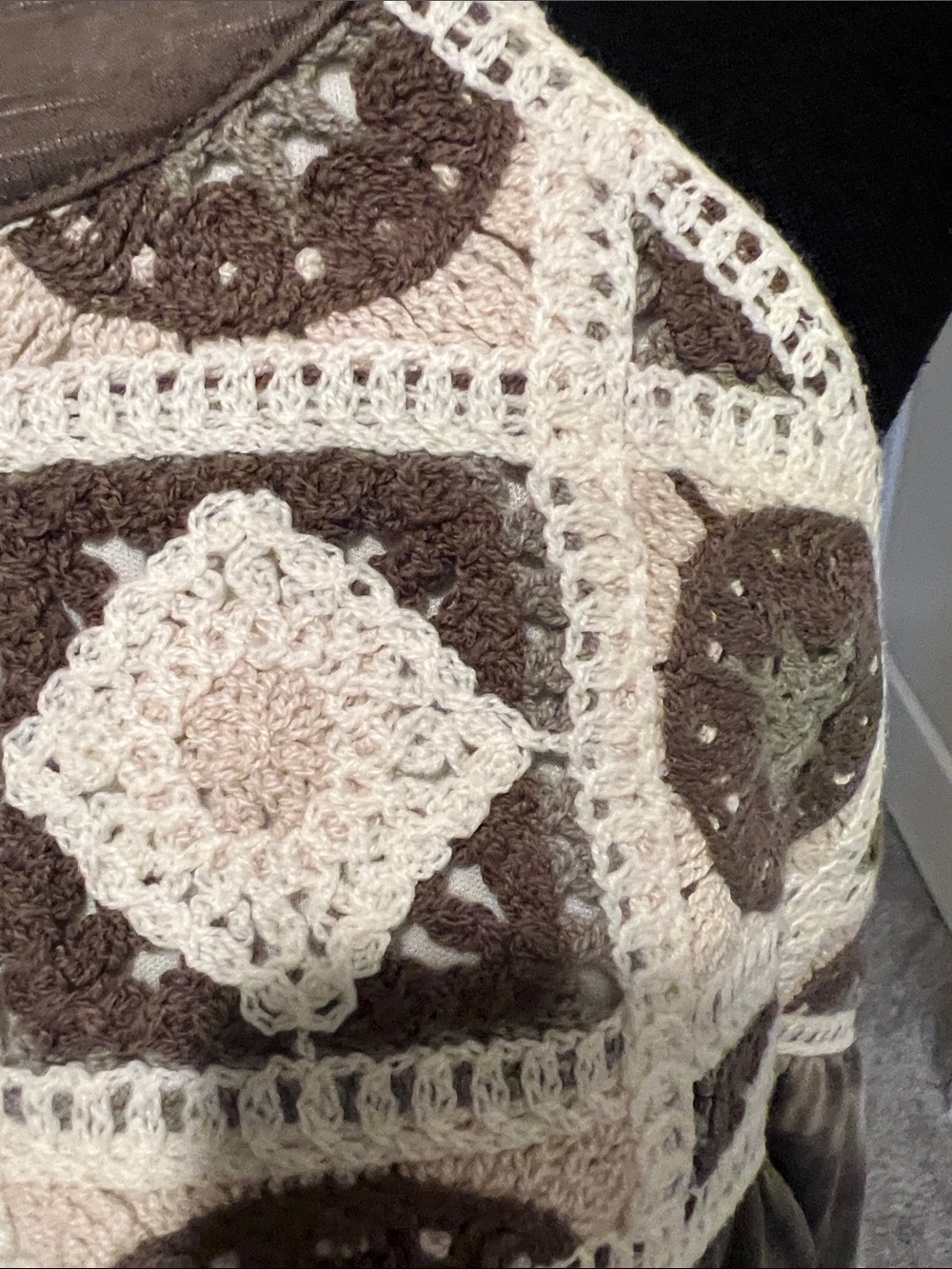 Cato Brown and Cream Tie-Dye Crochet Halter Tunic - Picture 5 of 10